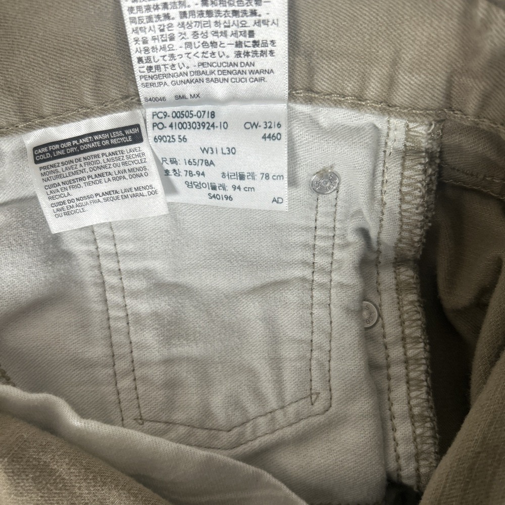Levis 505 Jeans Mens 31x30 Tan Khaki Denim White Tab Straight Leg Regular Fit - Picture 8 of 10